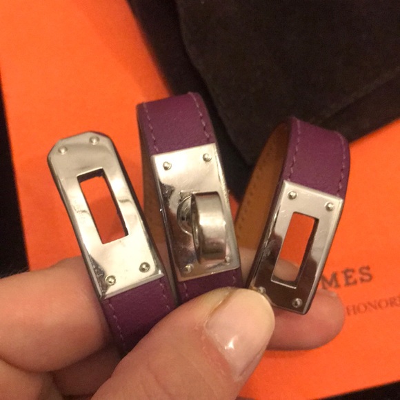 Hermès Kelly double tour bracelet silver anemone - Picture 4 of 12
